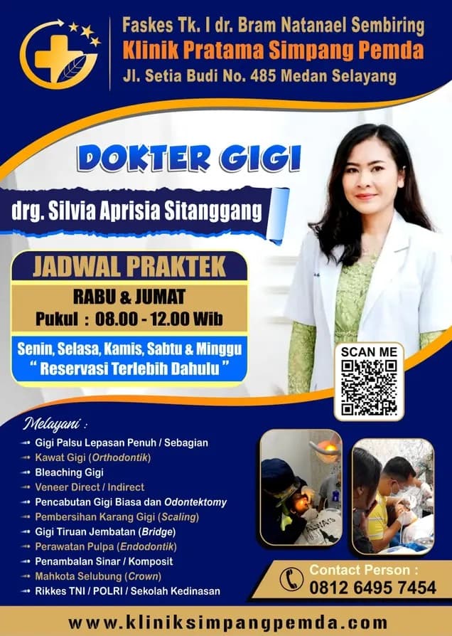 Klinik Simpang Pemda - Pelayanan Hebat Pengobatan Tepat - Klinik Terbaik di Kota Medan - Sakit Gigi Jangan Langsung dicabut ! Percayakan Senyuman Anda pada Ahlinya: drg. Silvia Aprisia Sitanggang di Klinik Simpang Pemda